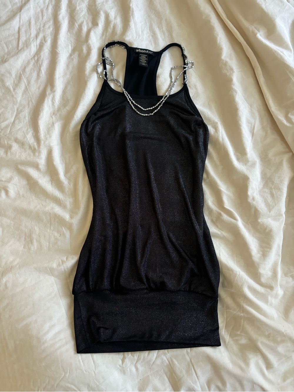 urban vibe y2k slinky black bead bubble dress medium